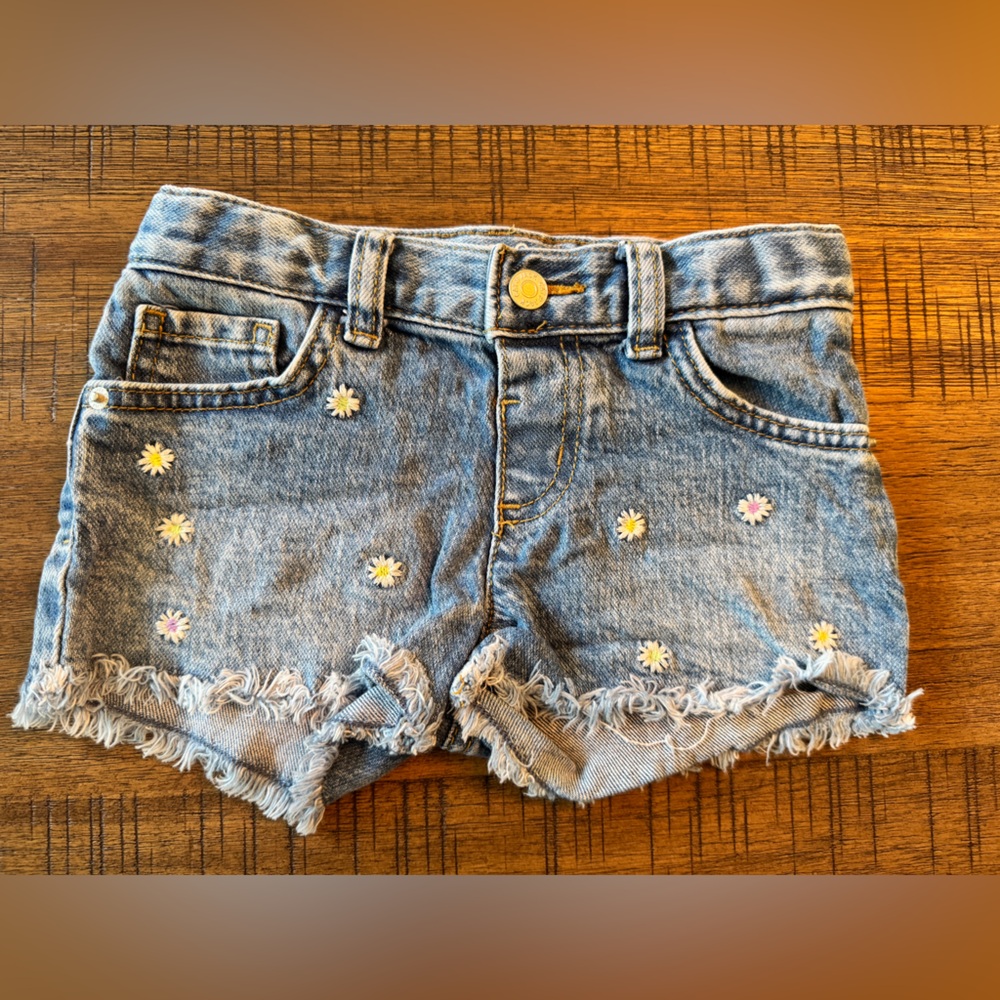 CAT & JACK | Toddler Girls' Flower
Embroidered Jean Shorts
